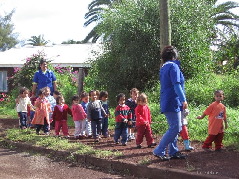 school class children teacher sidewalk